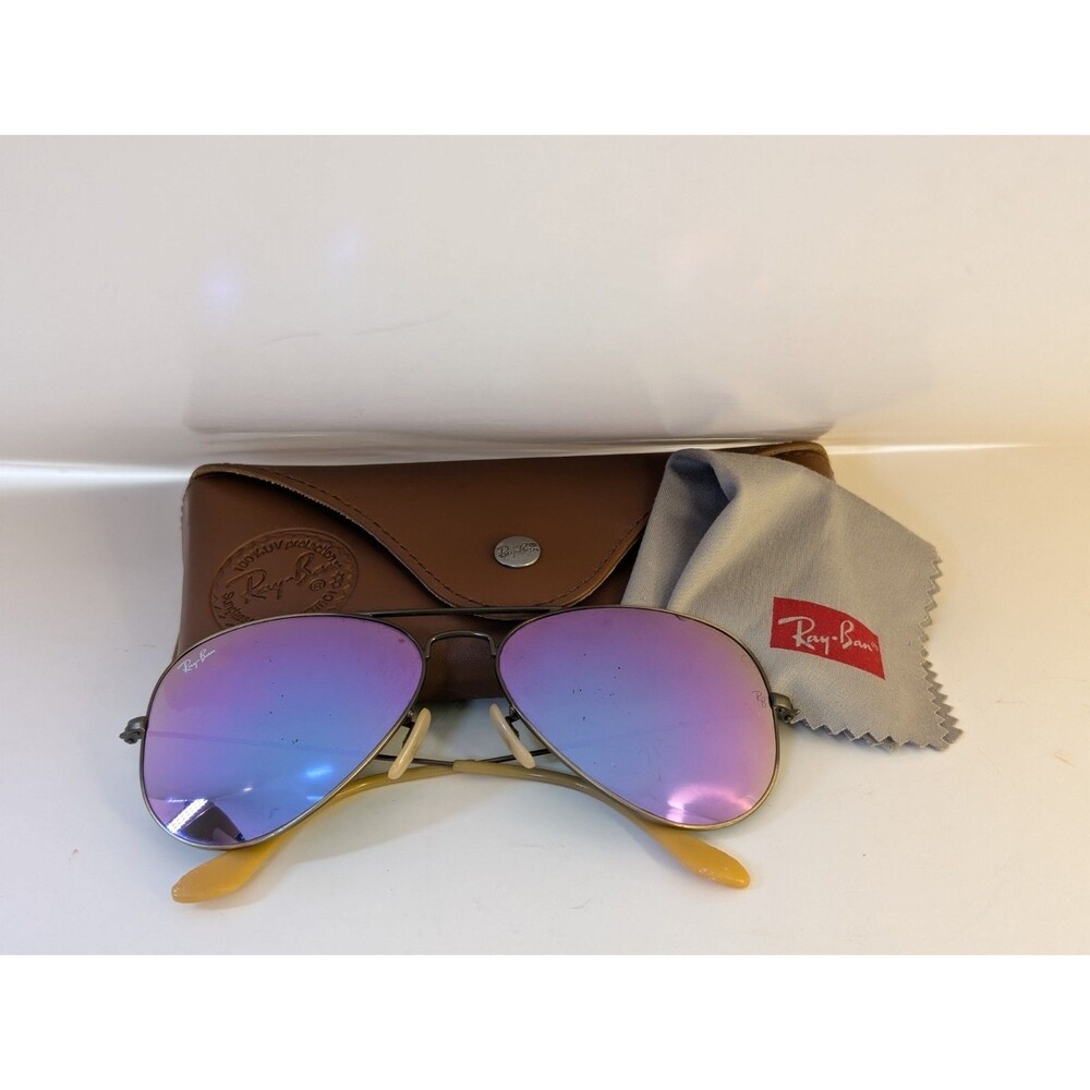 Ray-Ban RB3025 Aviator Large Metal 167/4K 58mm Lilac Mirror Sunglasses Case